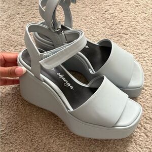 Women's Light Blue Platform Sandals